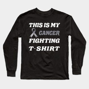 Brain Cancer grey Ribbon Fighting Long Sleeve T-Shirt